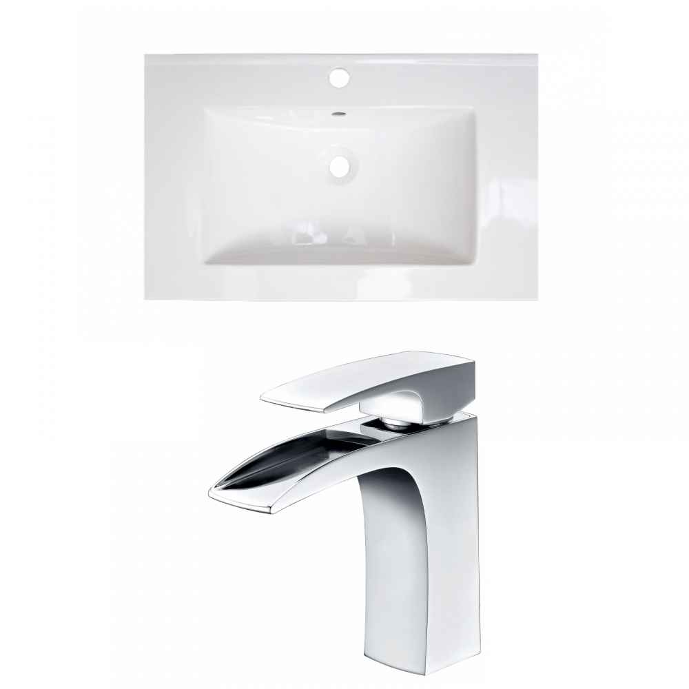 25-in. W 1 Hole Ceramic Top Set In White Color
