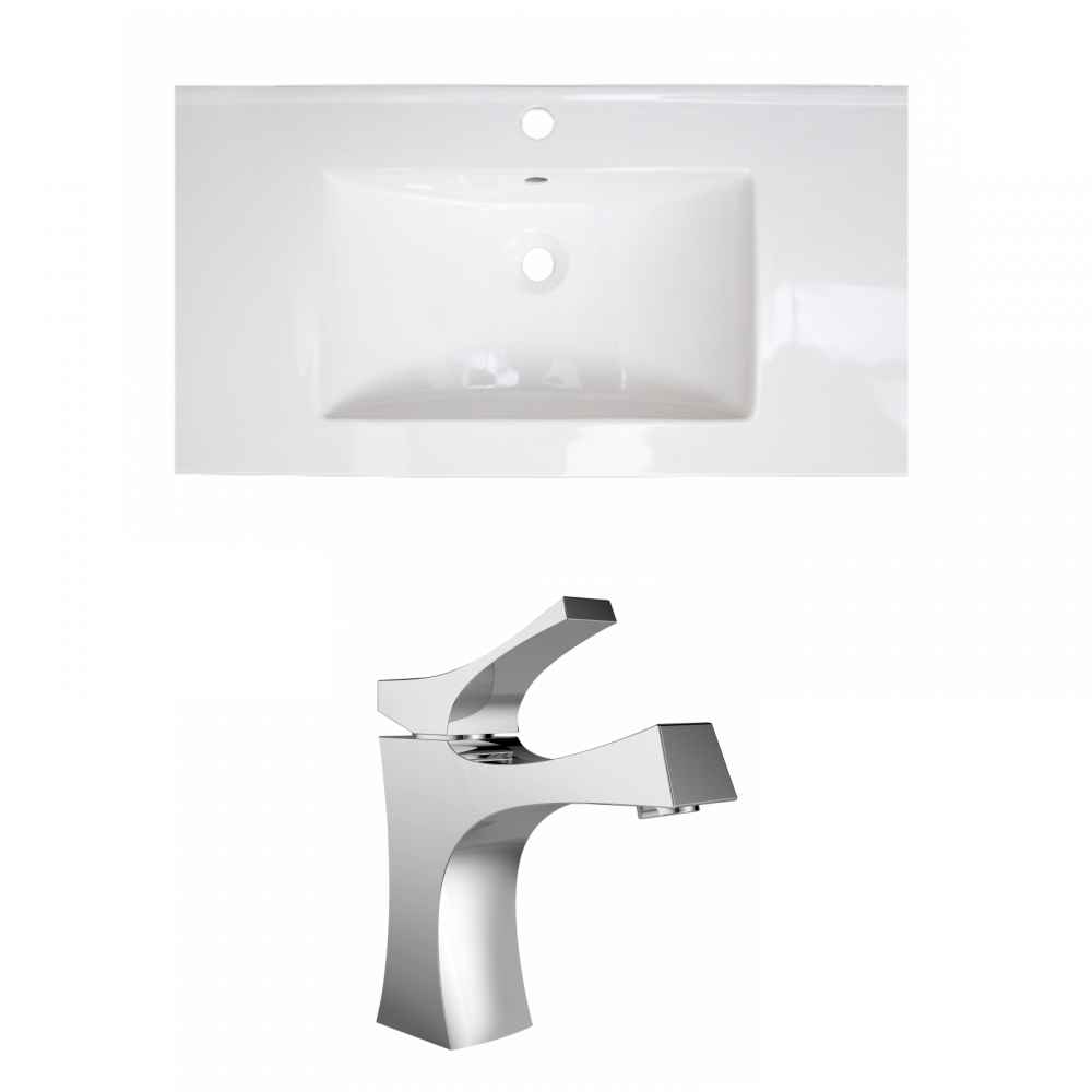 36.75-in. W 1 Hole Ceramic Top Set In White Color
