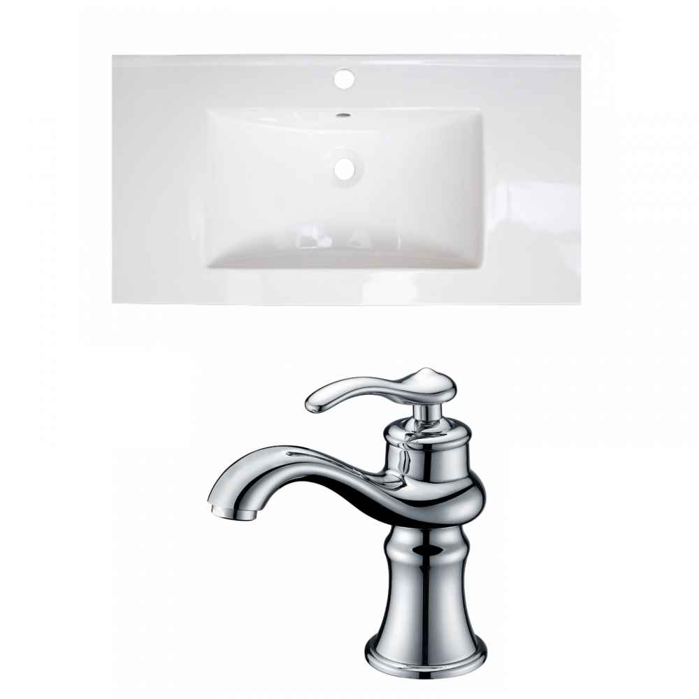 36.75-in. W 1 Hole Ceramic Top Set In White Color