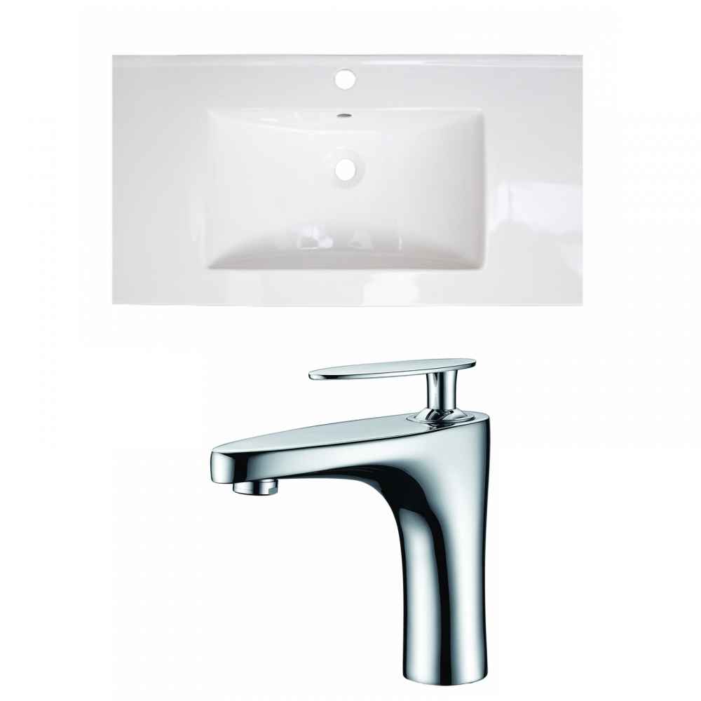 36.75-in. W 1 Hole Ceramic Top Set In White Color