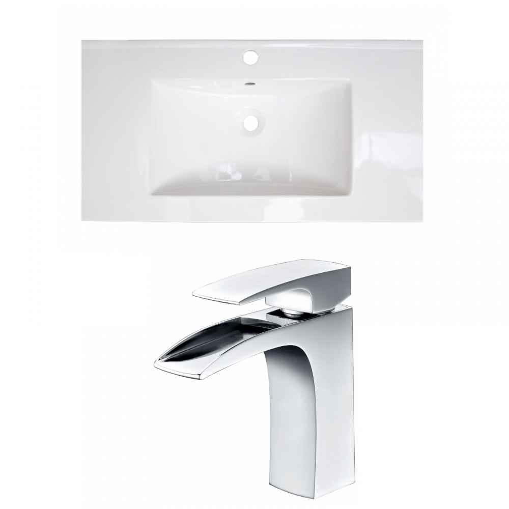 36.75-in. W 1 Hole Ceramic Top Set In White Color