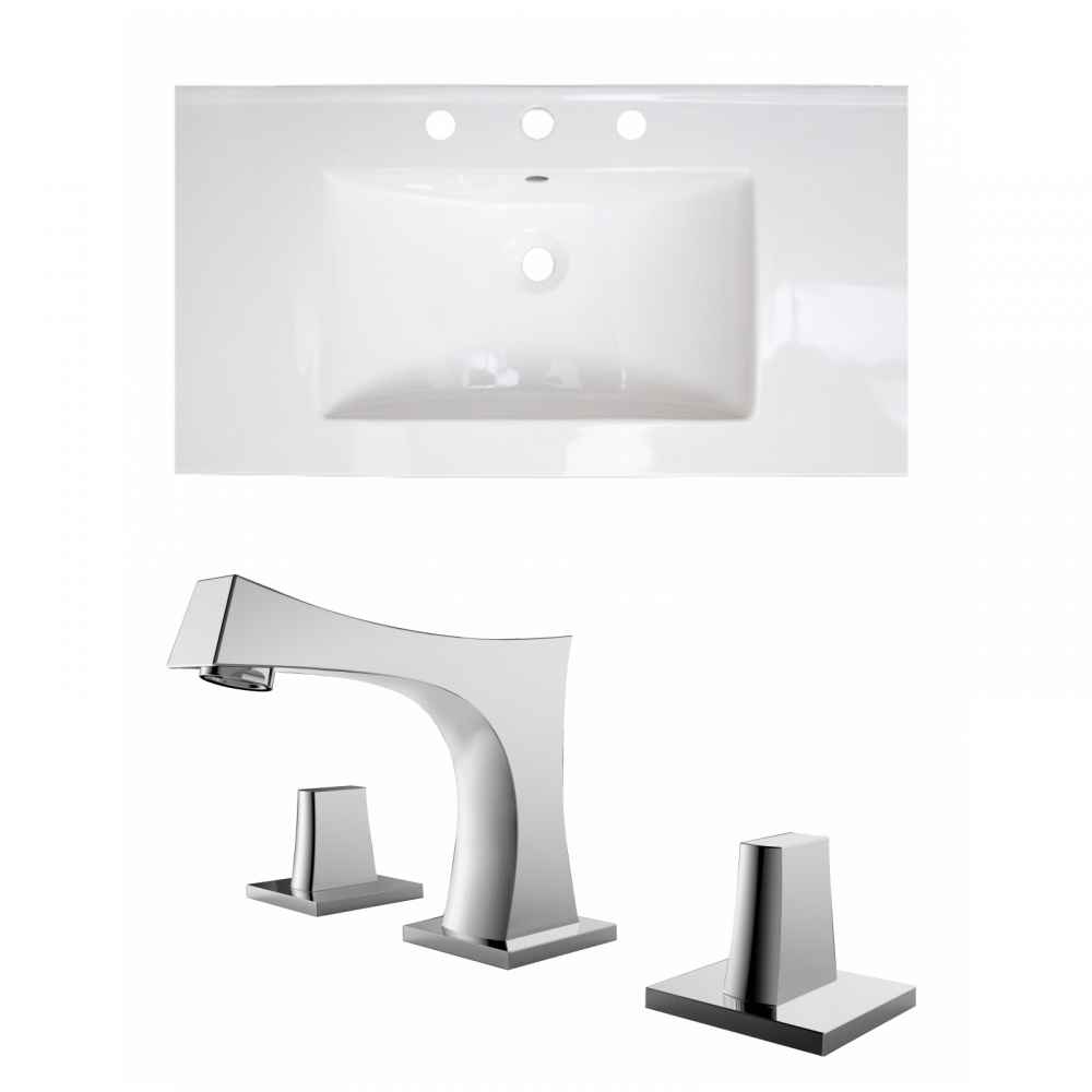 36.75-in. W 3H8-in. Ceramic Top Set In White Color