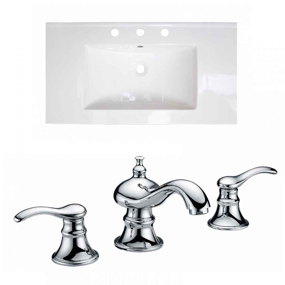 36.75-in. W 3H8-in. Ceramic Top Set In White Color
