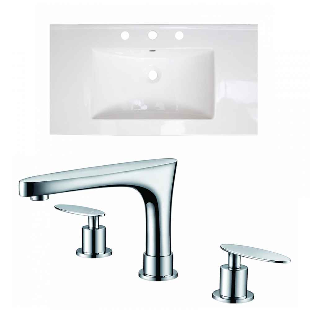 36.75-in. W 3H8-in. Ceramic Top Set In White Color