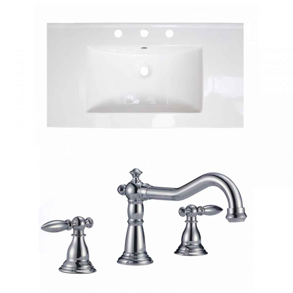 36.75-in. W 3H8-in. Ceramic Top Set In White Color
