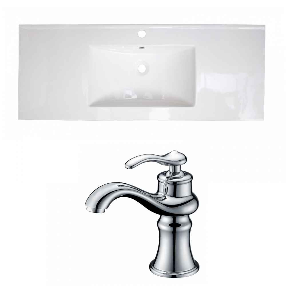48.75-in. W 1 Hole Ceramic Top Set In White Color