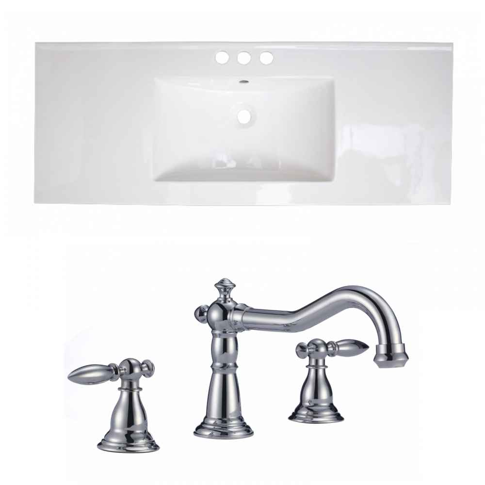 48.75-in. W 3H8-in. Ceramic Top Set In White Color