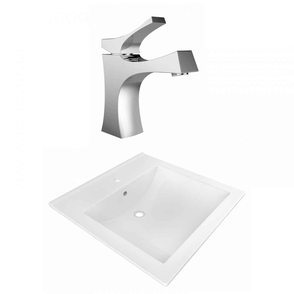 21.5-in. W 1 Hole Ceramic Top Set In White Color