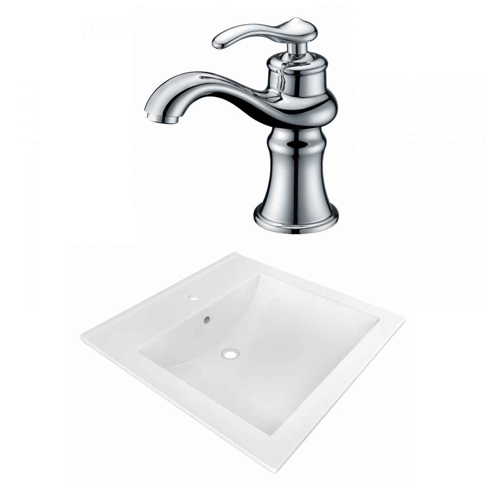 21.5-in. W 1 Hole Ceramic Top Set In White Color
