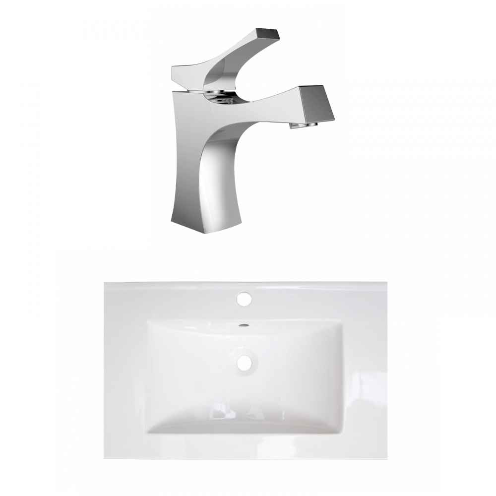 24-in. W 1 Hole Ceramic Top Set In White Color