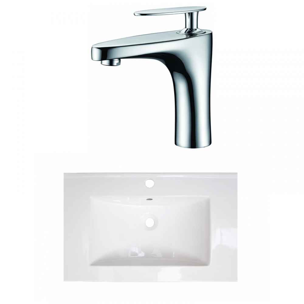 24-in. W 1 Hole Ceramic Top Set In White Color