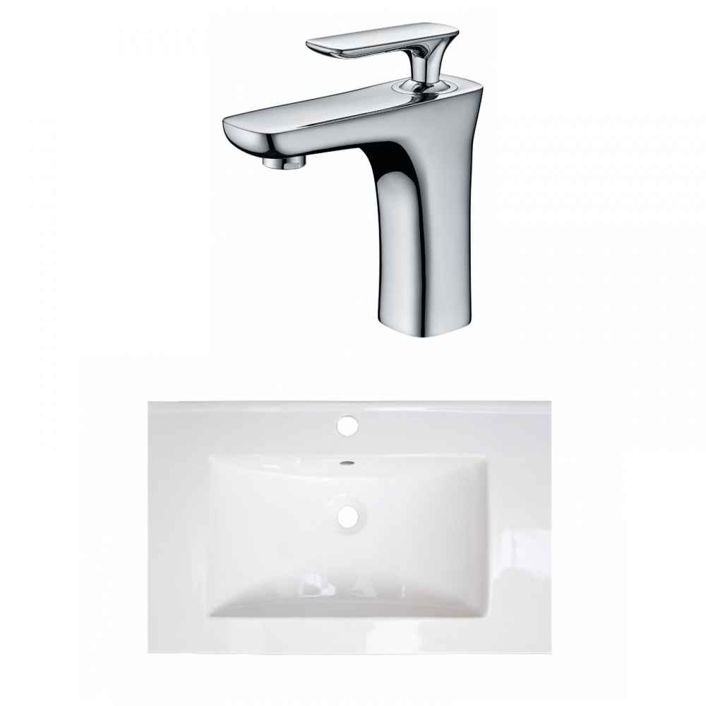 24-in. W 1 Hole Ceramic Top Set In White Color