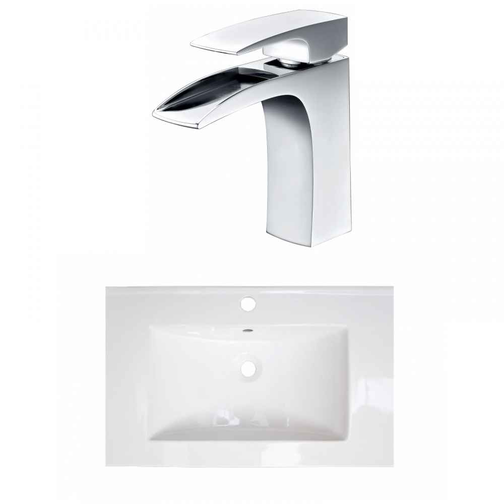 24-in. W 1 Hole Ceramic Top Set In White Color