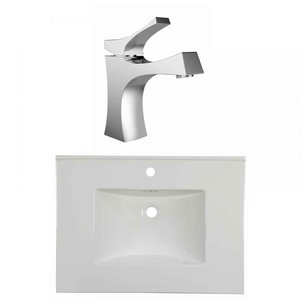 30.75-in. W 1 Hole Ceramic Top Set In White Color