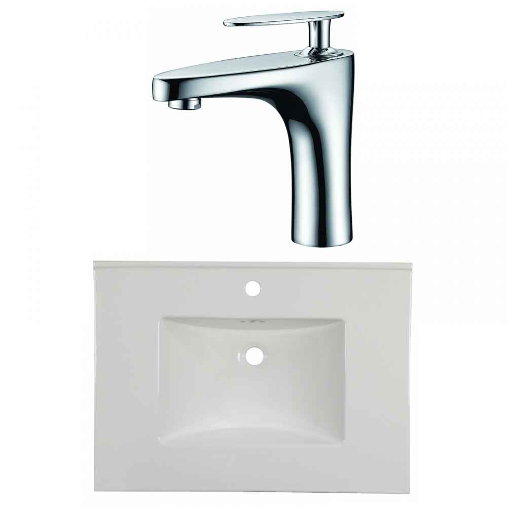 30.75-in. W 1 Hole Ceramic Top Set In White Color