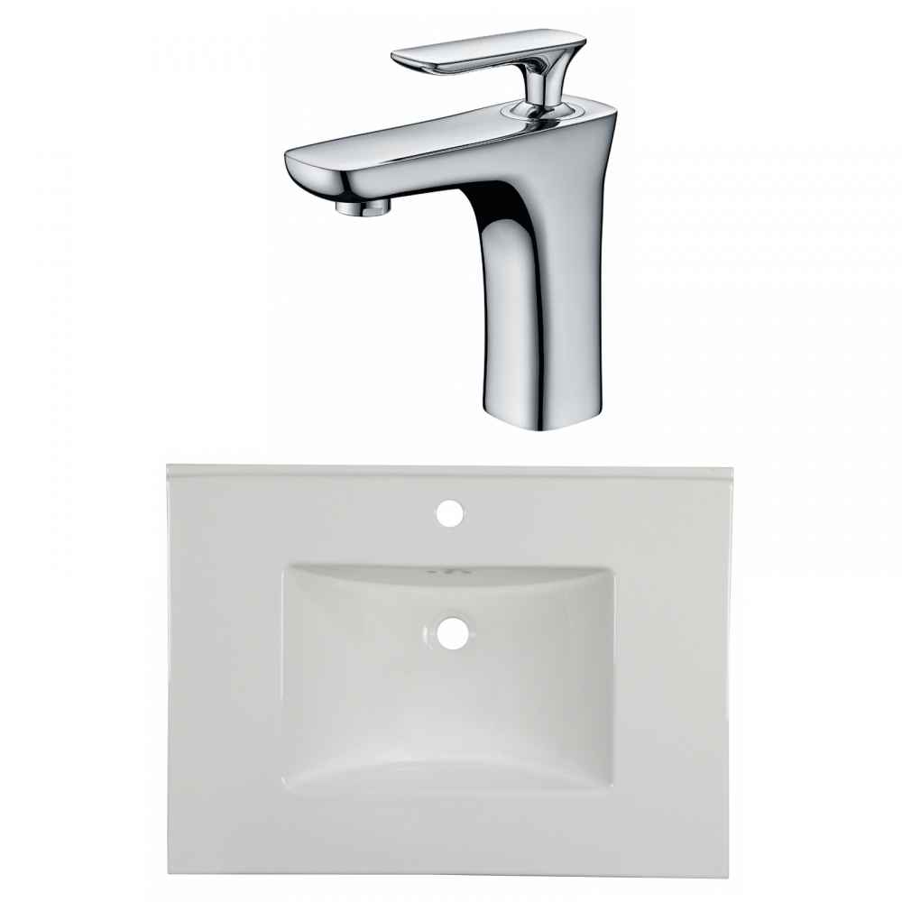 30.75-in. W 1 Hole Ceramic Top Set In White Color