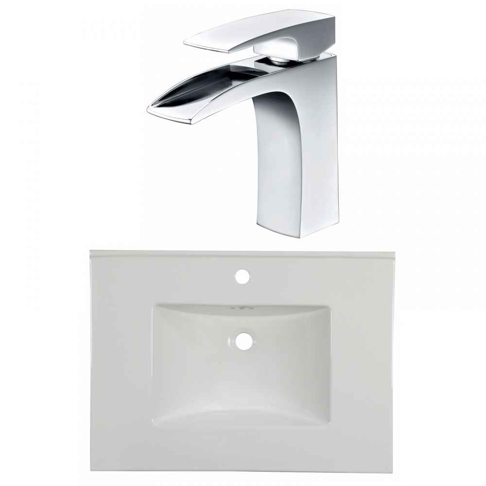30.75-in. W 1 Hole Ceramic Top Set In White Color