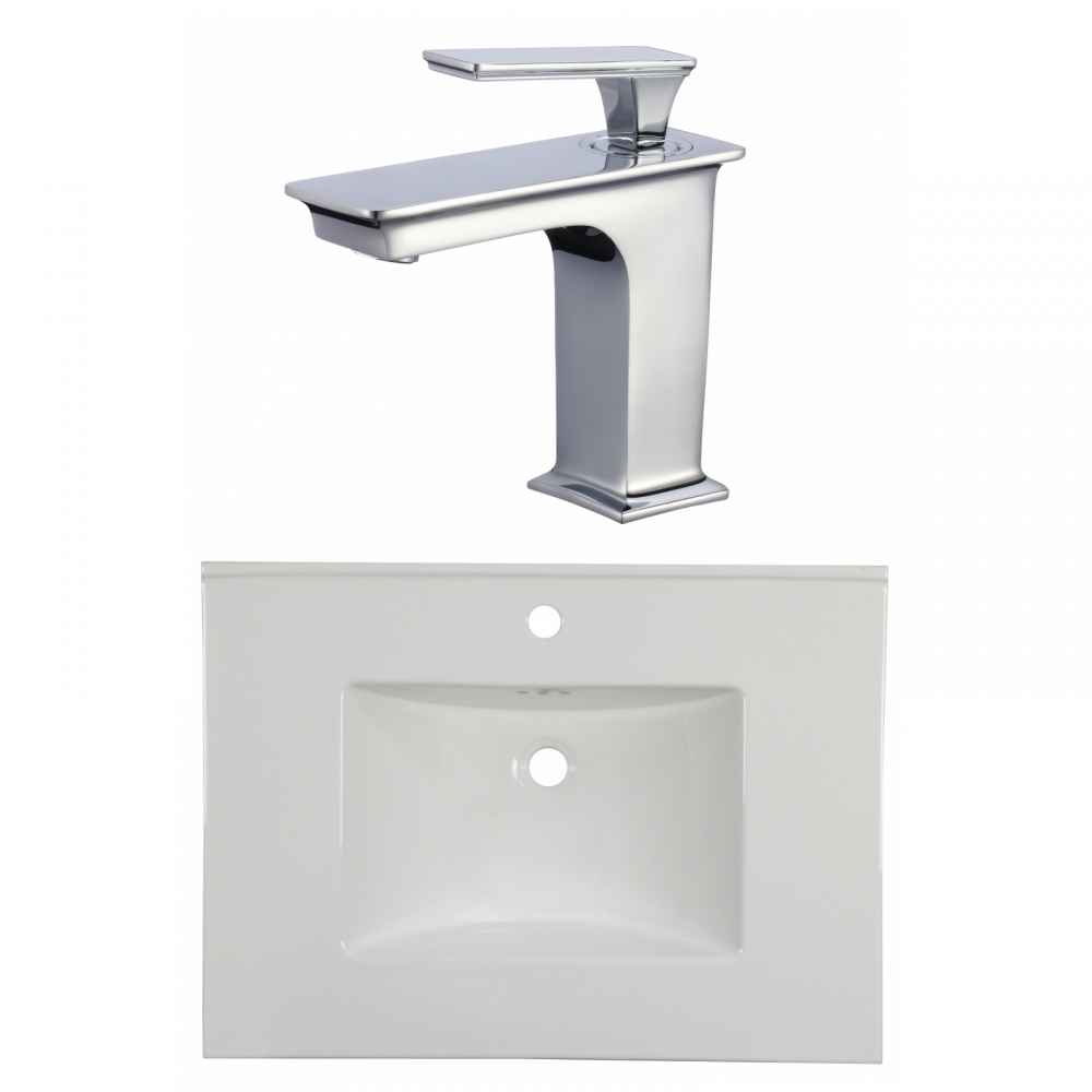30.75-in. W 1 Hole Ceramic Top Set In White Color