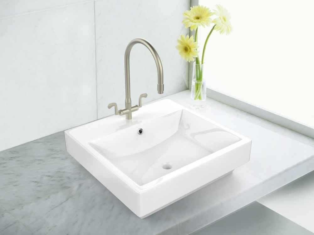 20.5-in. x 18.5-in. Rectangle Bathroom Vessel Sink Set White Enamel Glaze