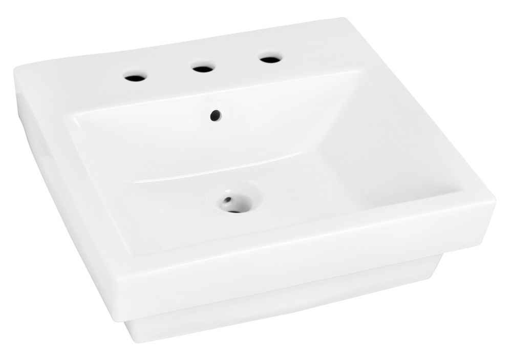 20.5-in. x 18.5-in. Rectangle Bathroom Vessel Sink Set White Enamel Glaze