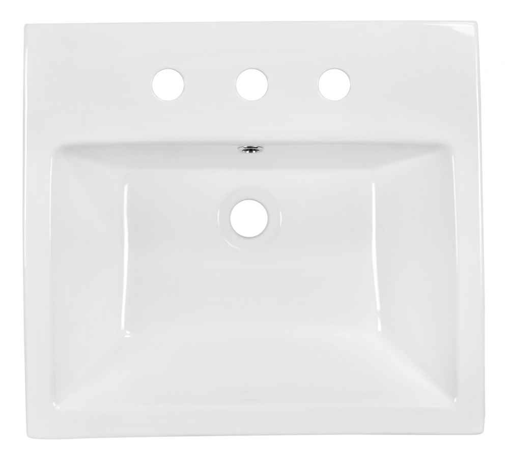 20.5-in. x 18.5-in. Rectangle Bathroom Vessel Sink Set White Enamel Glaze