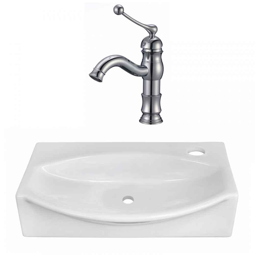 16.5-in. x 12-in. Unique Bathroom Vessel Sink Set White Enamel Glaze