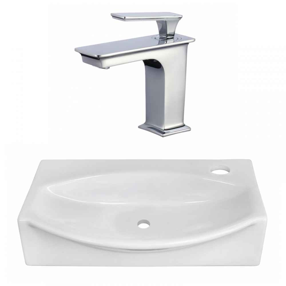 16.5-in. x 12-in. Unique Bathroom Vessel Sink Set White Enamel Glaze