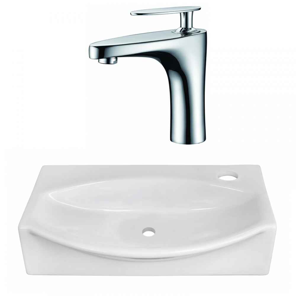 16.5-in. x 12-in. Unique Bathroom Vessel Sink Set White Enamel Glaze