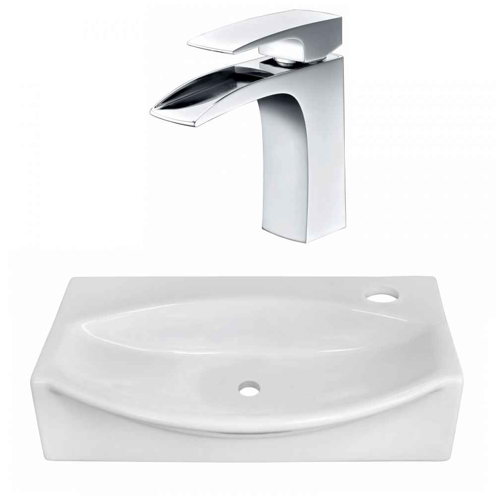 16.5-in. x 12-in. Unique Bathroom Vessel Sink Set White Enamel Glaze
