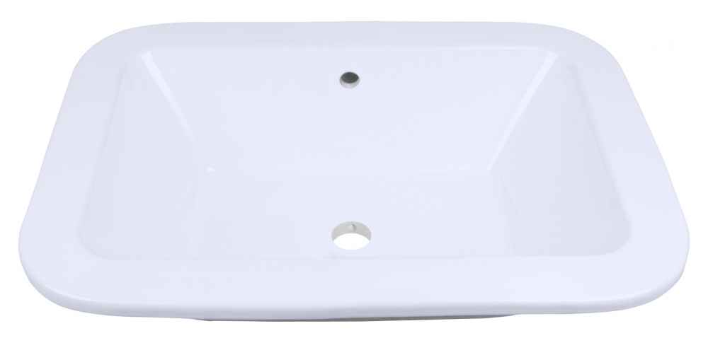 21.75-in. x 16-in. Rectangle Bathroom Vessel Sink Set White Enamel Glaze