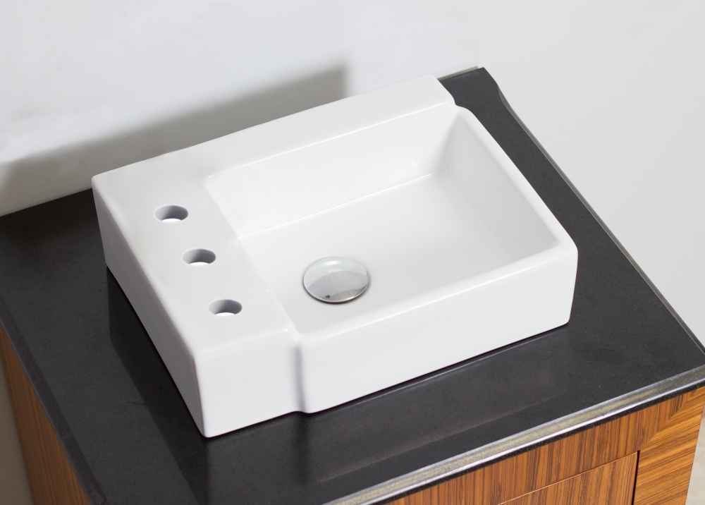16.25-in. x 11.75-in. Rectangle Bathroom Vessel Sink Set White Enamel Glaze