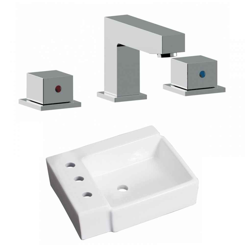 16.25-in. x 11.75-in. Rectangle Bathroom Vessel Sink Set White Enamel Glaze