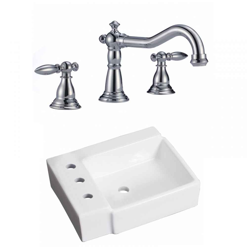 16.25-in. x 11.75-in. Rectangle Bathroom Vessel Sink Set White Enamel Glaze