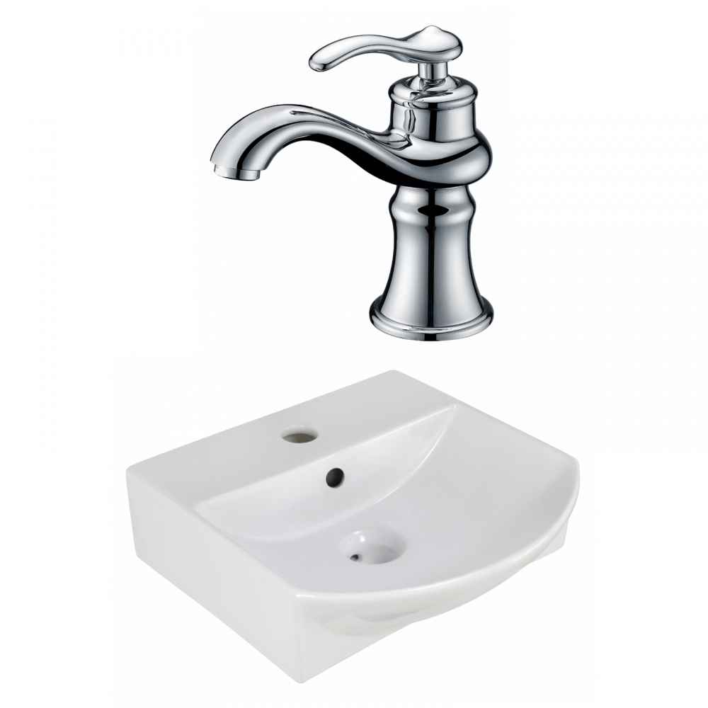 13.75-in. x 14-in. Rectangle Bathroom Vessel Sink Set White Enamel Glaze