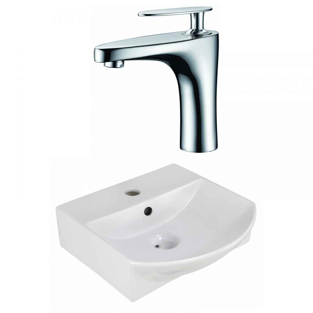 13.75-in. x 14-in. Rectangle Bathroom Vessel Sink Set White Enamel Glaze
