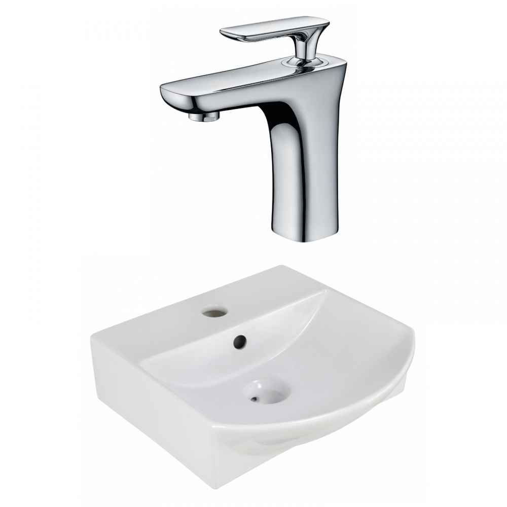 13.75-in. x 14-in. Rectangle Bathroom Vessel Sink Set White Enamel Glaze