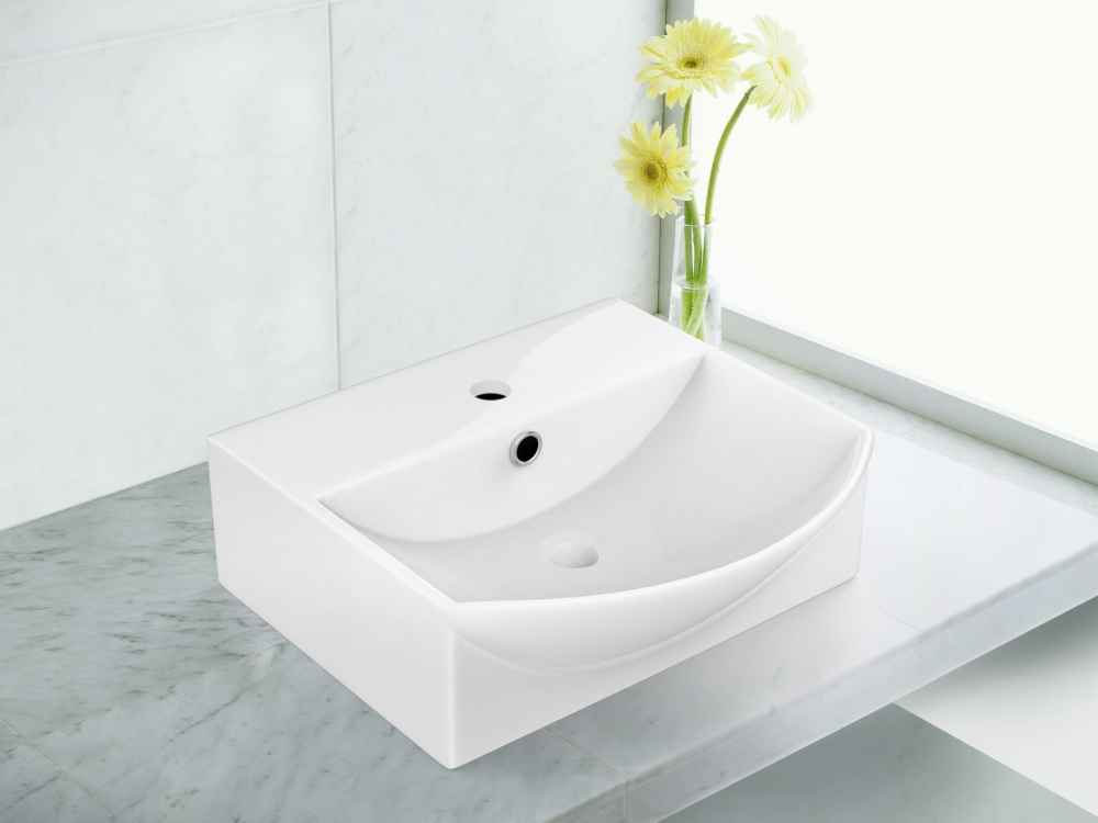 13.75-in. x 14-in. Rectangle Bathroom Vessel Sink Set White Enamel Glaze