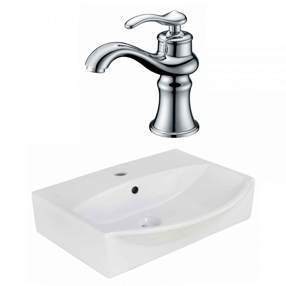 19.5-in. x 16-in. Rectangle Bathroom Vessel Sink Set White Enamel Glaze