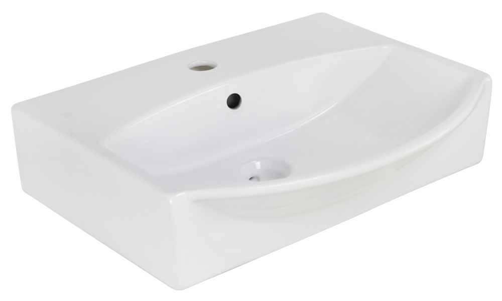 19.5-in. x 16-in. Rectangle Bathroom Vessel Sink Set White Enamel Glaze