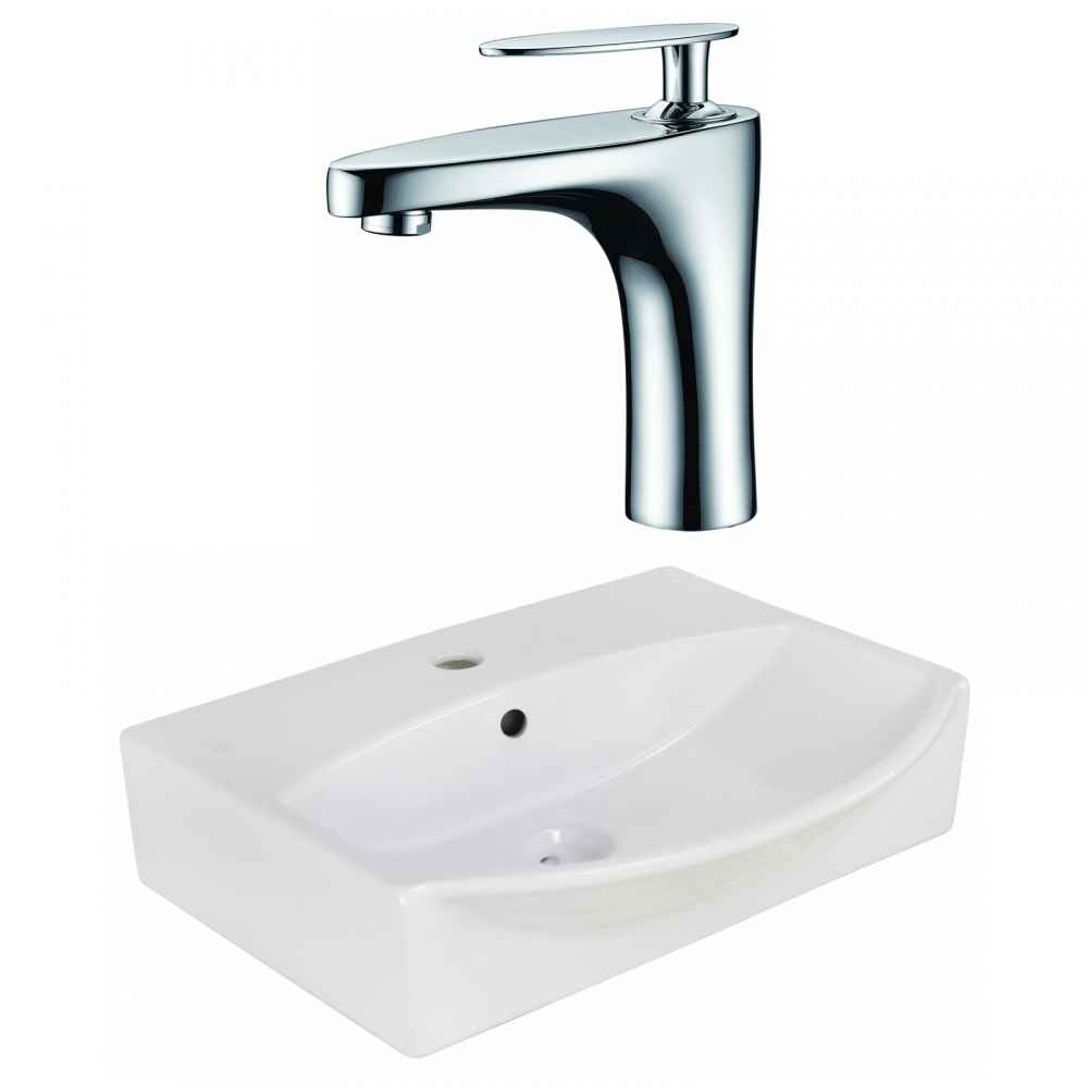 19.5-in. x 16-in. Rectangle Bathroom Vessel Sink Set White Enamel Glaze