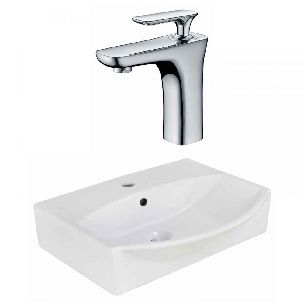 19.5-in. x 16-in. Rectangle Bathroom Vessel Sink Set White Enamel Glaze