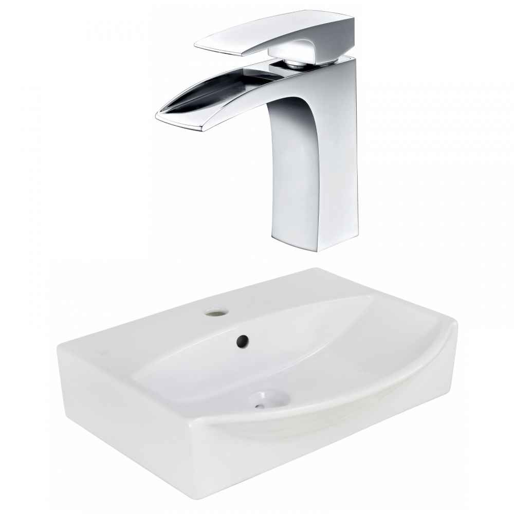 19.5-in. x 16-in. Rectangle Bathroom Vessel Sink Set White Enamel Glaze