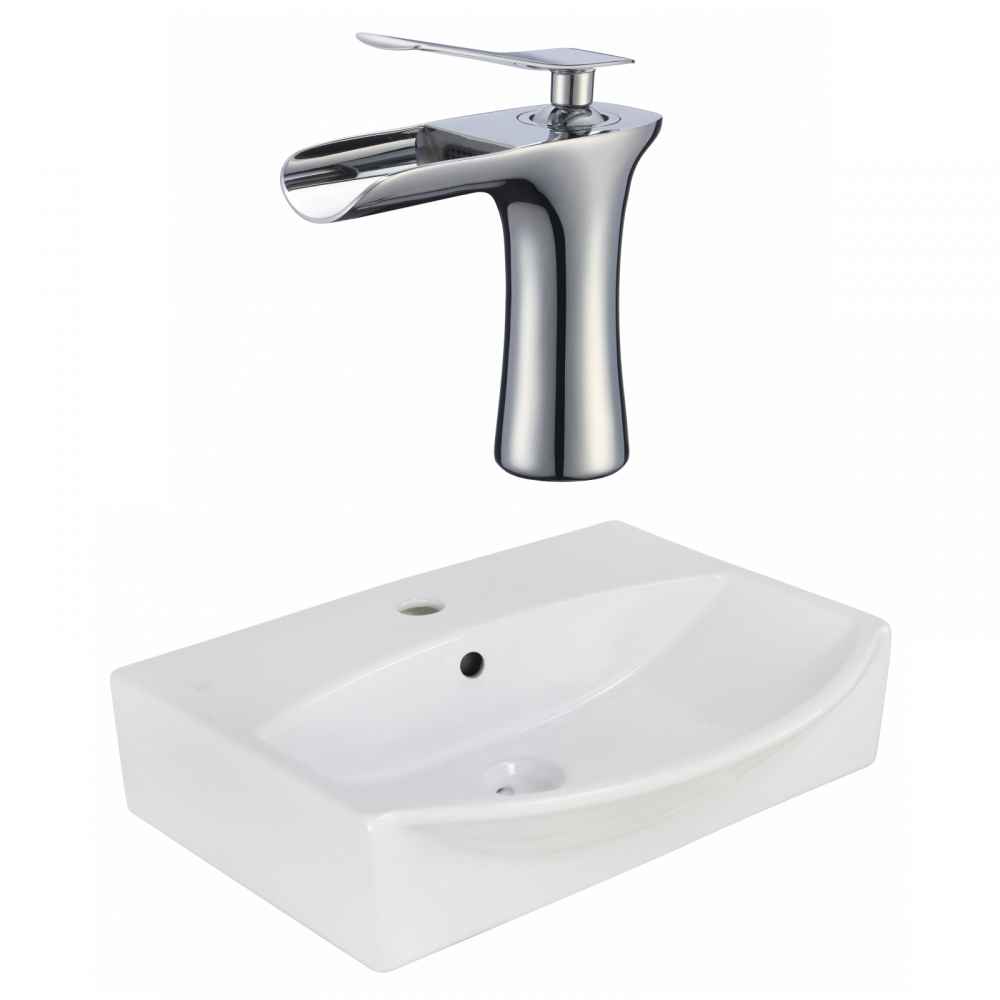 19.5-in. x 16-in. Rectangle Bathroom Vessel Sink Set White Enamel Glaze