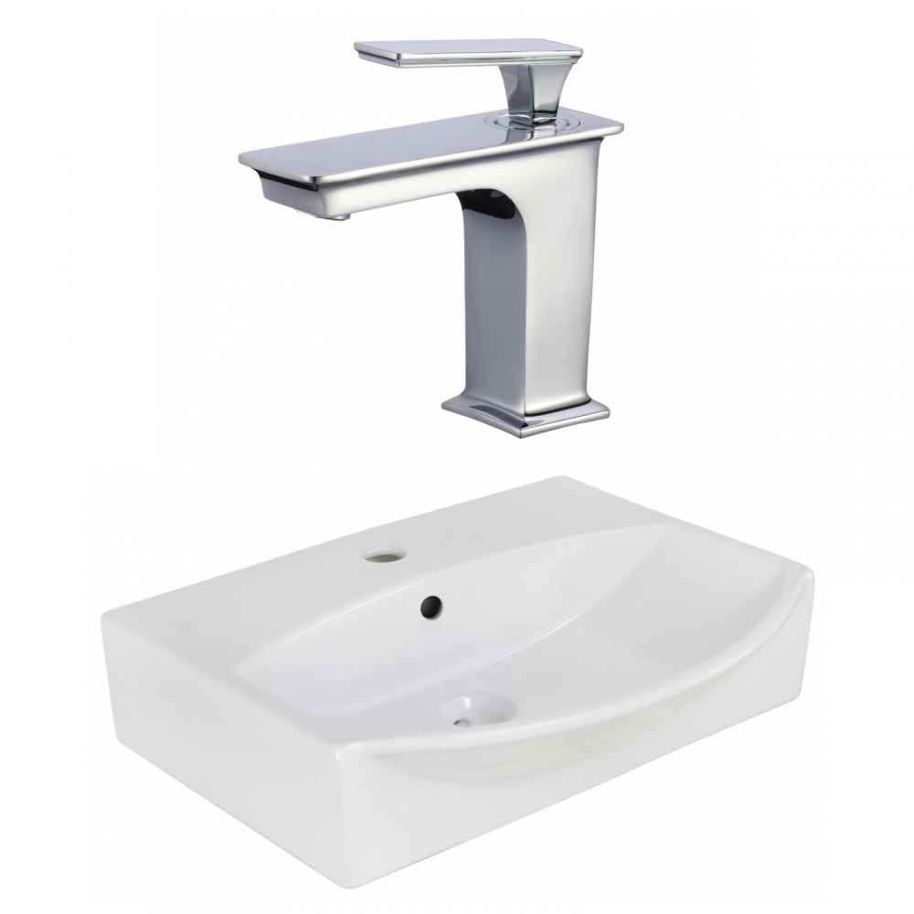 19.5-in. x 16-in. Rectangle Bathroom Vessel Sink Set White Enamel Glaze