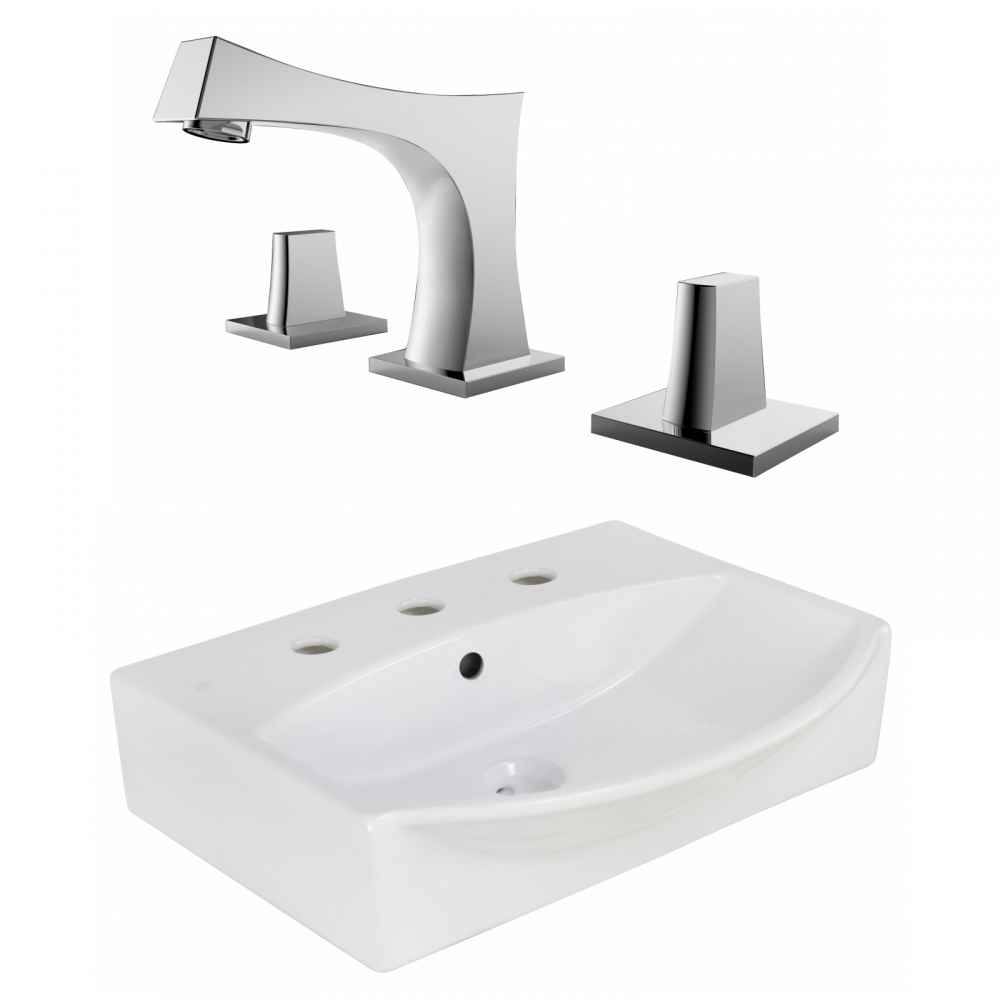 19.5-in. x 16-in. Rectangle Bathroom Vessel Sink Set White Enamel Glaze