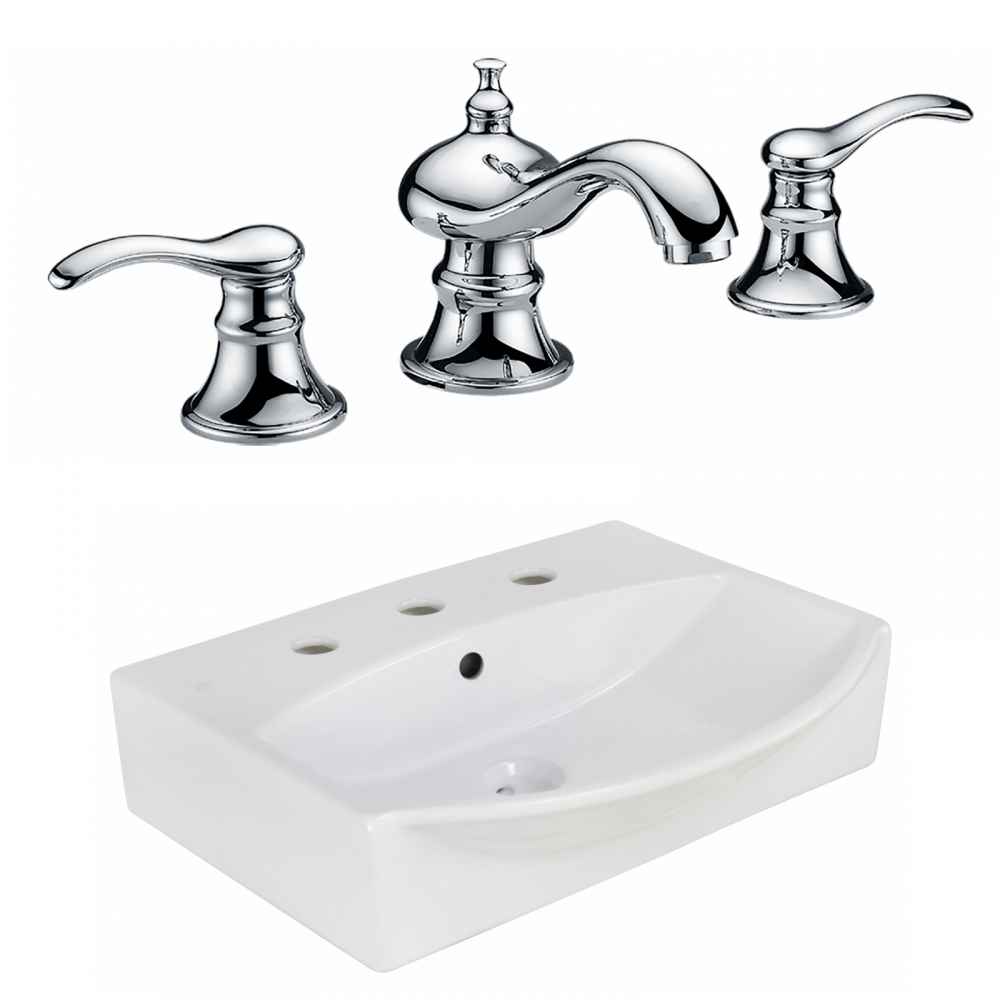 19.5-in. x 16-in. Rectangle Bathroom Vessel Sink Set White Enamel Glaze