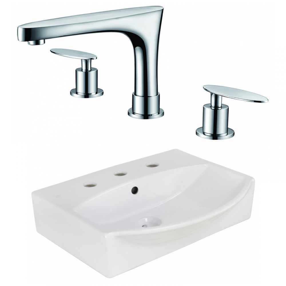 19.5-in. x 16-in. Rectangle Bathroom Vessel Sink Set White Enamel Glaze
