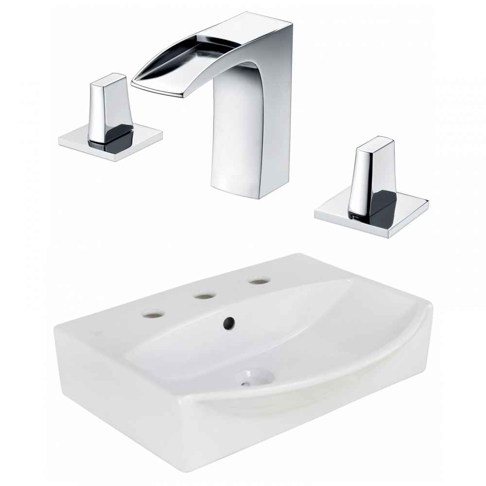 19.5-in. x 16-in. Rectangle Bathroom Vessel Sink Set White Enamel Glaze