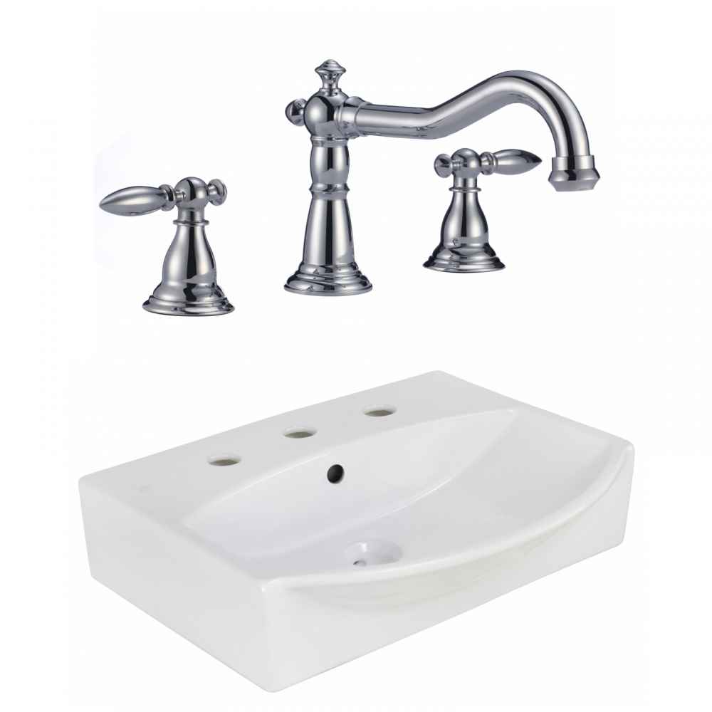 19.5-in. x 16-in. Rectangle Bathroom Vessel Sink Set White Enamel Glaze