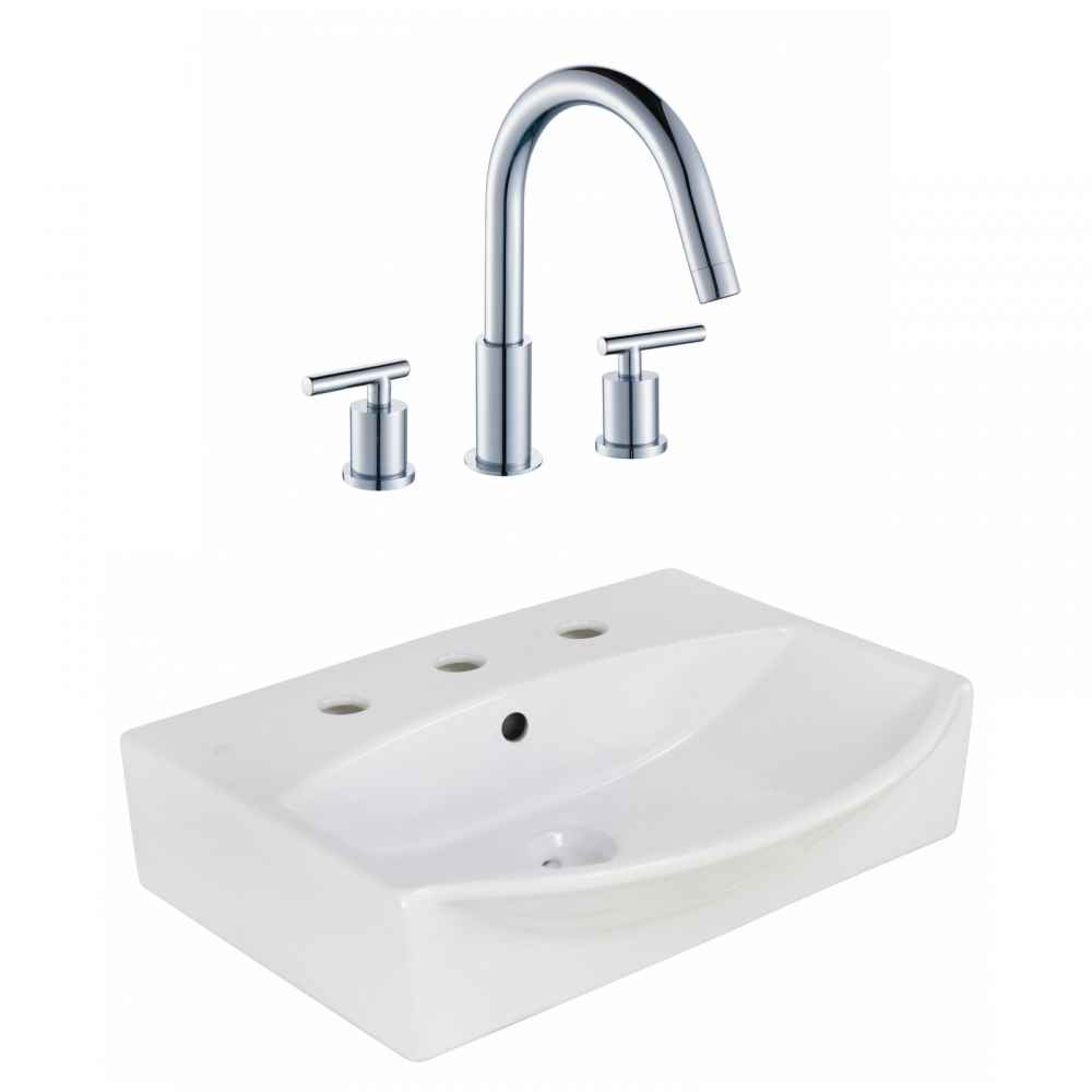 19.5-in. x 16-in. Rectangle Bathroom Vessel Sink Set White Enamel Glaze
